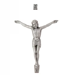 Korpus Pana Jezusa na krzyż metalowy + napis 11 cm ALM Nr.5